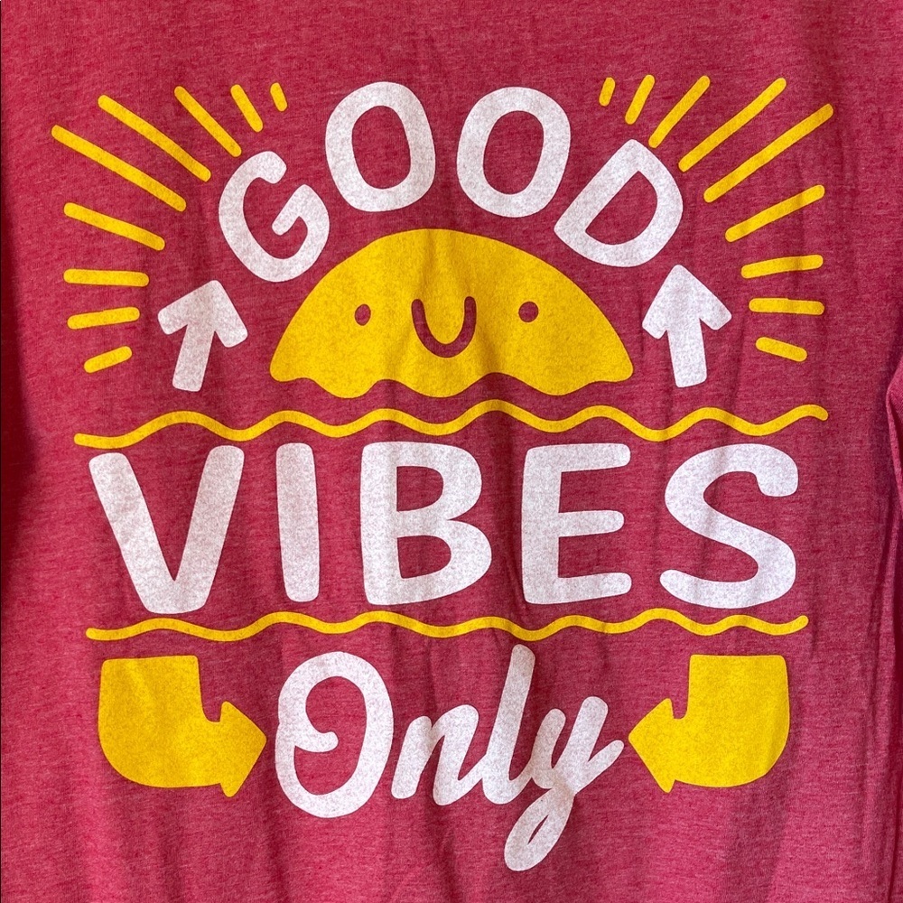 Red Tee with 'Good Vibes Only' Print - Picture 4 of 4